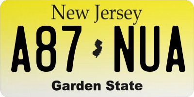 NJ license plate A87NUA