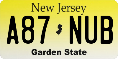 NJ license plate A87NUB