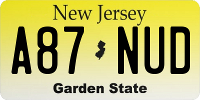 NJ license plate A87NUD