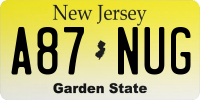 NJ license plate A87NUG