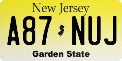 NJ license plate A87NUJ