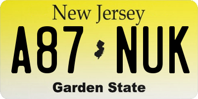 NJ license plate A87NUK