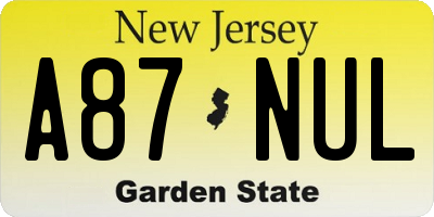 NJ license plate A87NUL