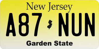 NJ license plate A87NUN
