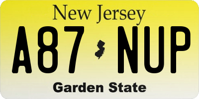 NJ license plate A87NUP