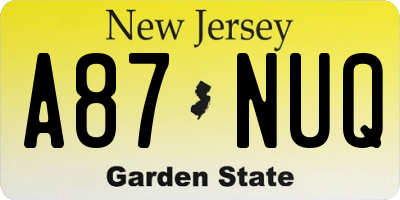 NJ license plate A87NUQ