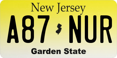 NJ license plate A87NUR