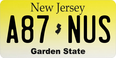 NJ license plate A87NUS