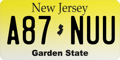 NJ license plate A87NUU