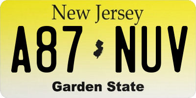 NJ license plate A87NUV