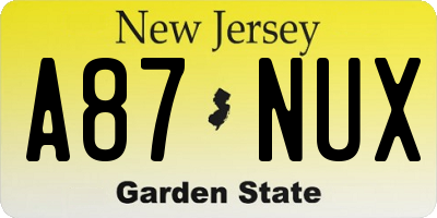 NJ license plate A87NUX
