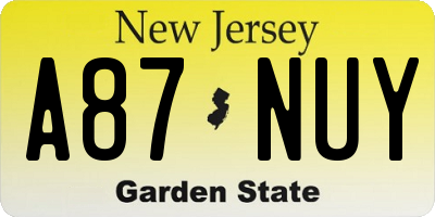 NJ license plate A87NUY