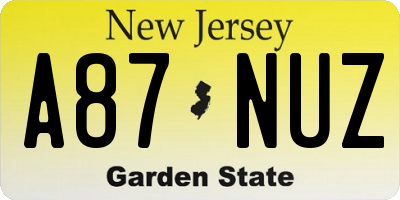 NJ license plate A87NUZ