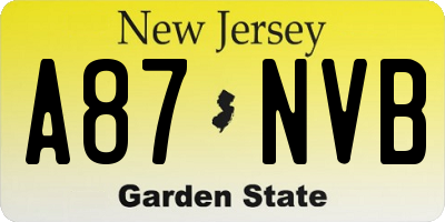 NJ license plate A87NVB