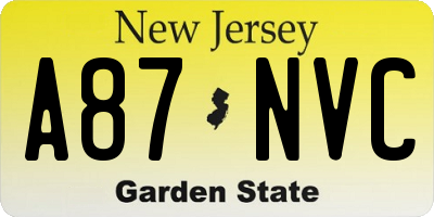 NJ license plate A87NVC