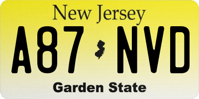 NJ license plate A87NVD