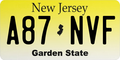 NJ license plate A87NVF