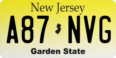NJ license plate A87NVG