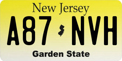 NJ license plate A87NVH
