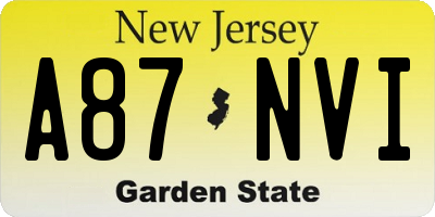NJ license plate A87NVI