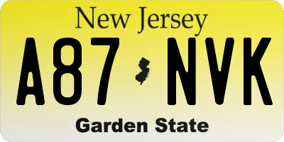 NJ license plate A87NVK