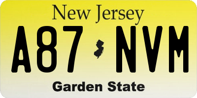 NJ license plate A87NVM