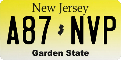 NJ license plate A87NVP