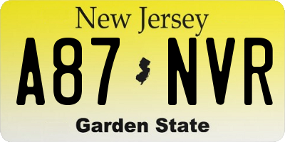NJ license plate A87NVR