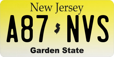 NJ license plate A87NVS