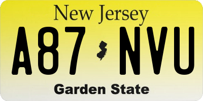 NJ license plate A87NVU