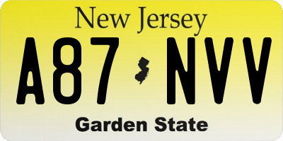 NJ license plate A87NVV