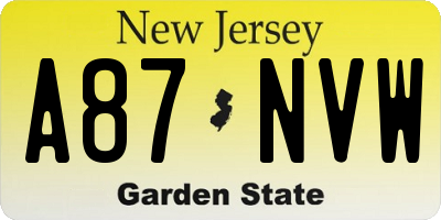 NJ license plate A87NVW