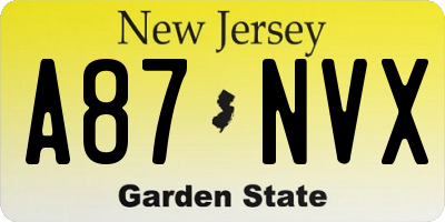 NJ license plate A87NVX