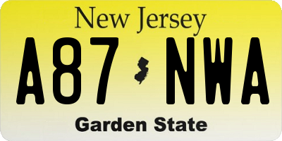 NJ license plate A87NWA