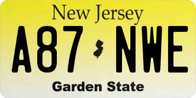NJ license plate A87NWE