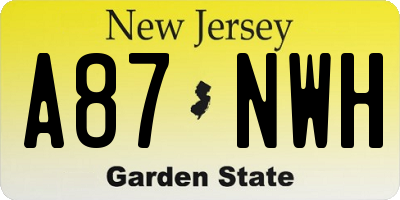 NJ license plate A87NWH