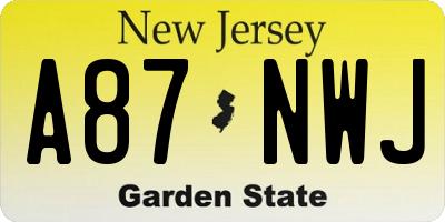 NJ license plate A87NWJ