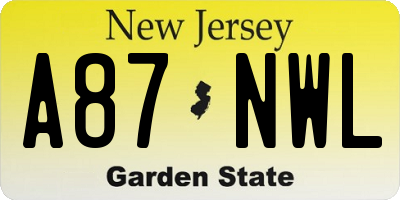 NJ license plate A87NWL
