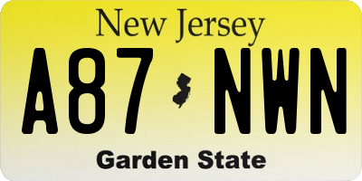 NJ license plate A87NWN
