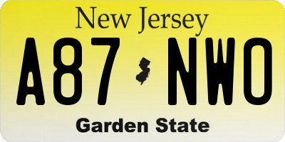 NJ license plate A87NWO