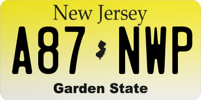 NJ license plate A87NWP