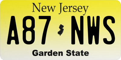 NJ license plate A87NWS