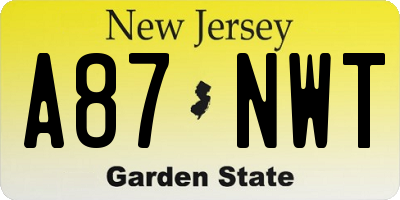 NJ license plate A87NWT