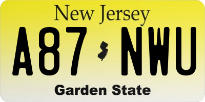 NJ license plate A87NWU