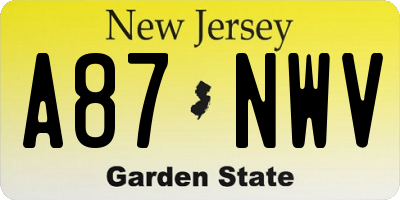 NJ license plate A87NWV