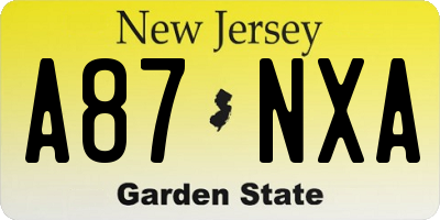 NJ license plate A87NXA