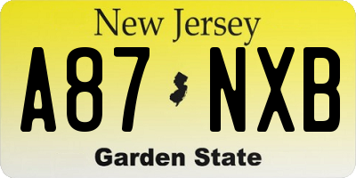 NJ license plate A87NXB