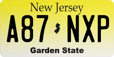 NJ license plate A87NXP