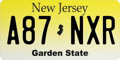 NJ license plate A87NXR