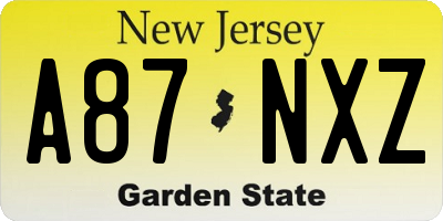 NJ license plate A87NXZ